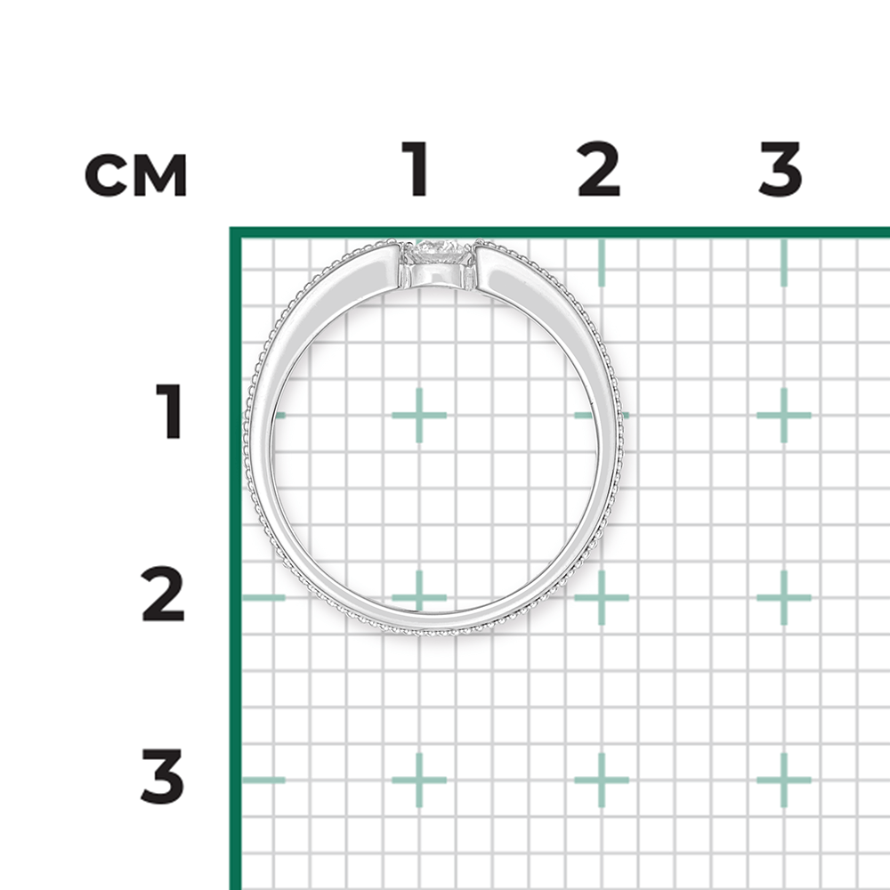 Кольцо с 1 бриллиантом из белого золота 585, фото № 3