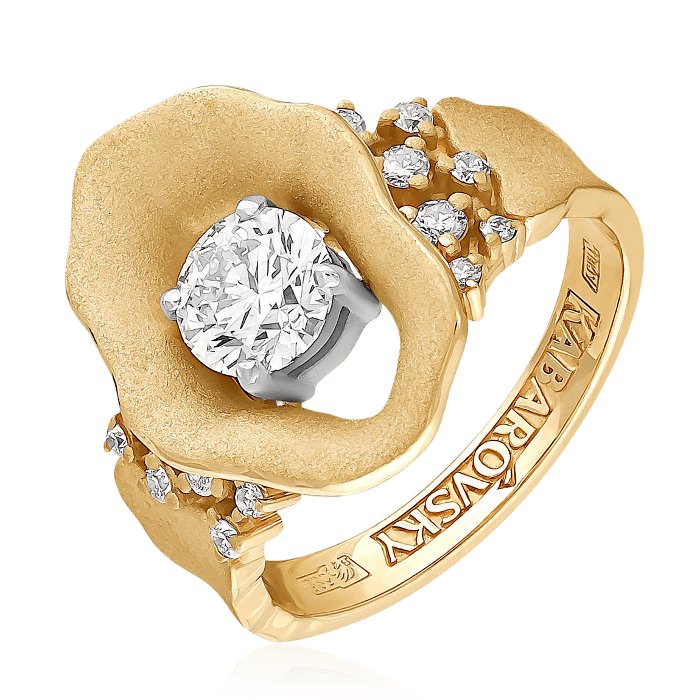 Кольцо с бриллиантами из комбинированного золота 585 (арт. 52216)