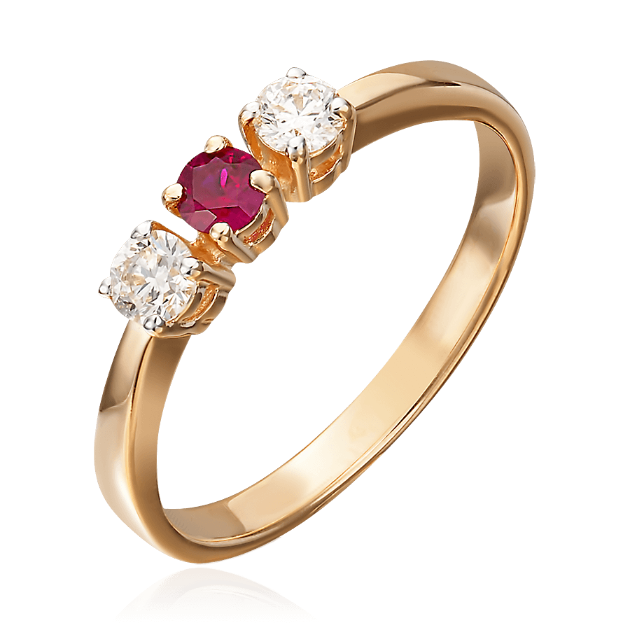 Кольцо с рубином, бриллиантами из красного золота 585 пробы (арт. 71679)