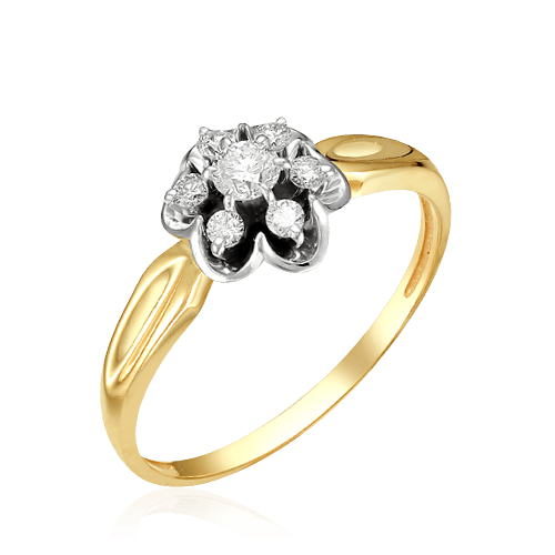 Кольцо с бриллиантами из желтого золота 585 (арт. 31102)
