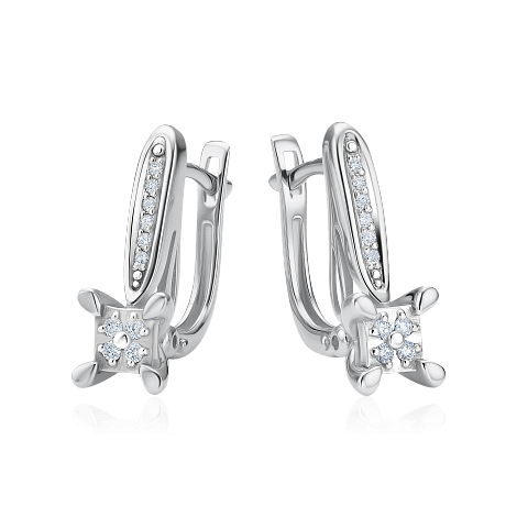 Серьги с бриллиантами из белого золота 585 пробы, фото № 1