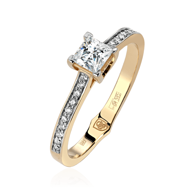 Кольцо с бриллиантами из желтого золота 585, фото № 1