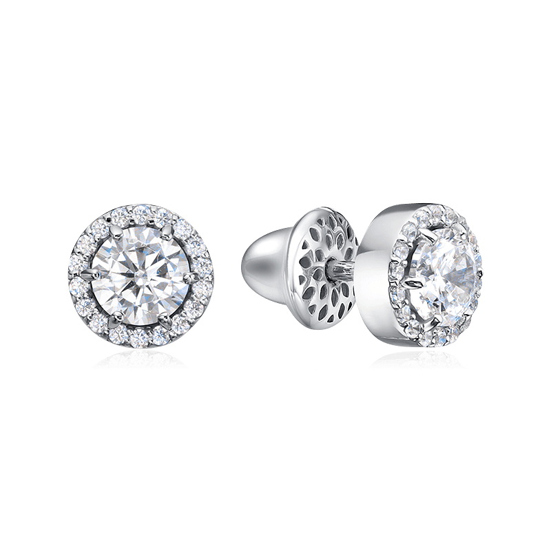 Серьги с бриллиантами из белого золота 585 пробы, фото № 1