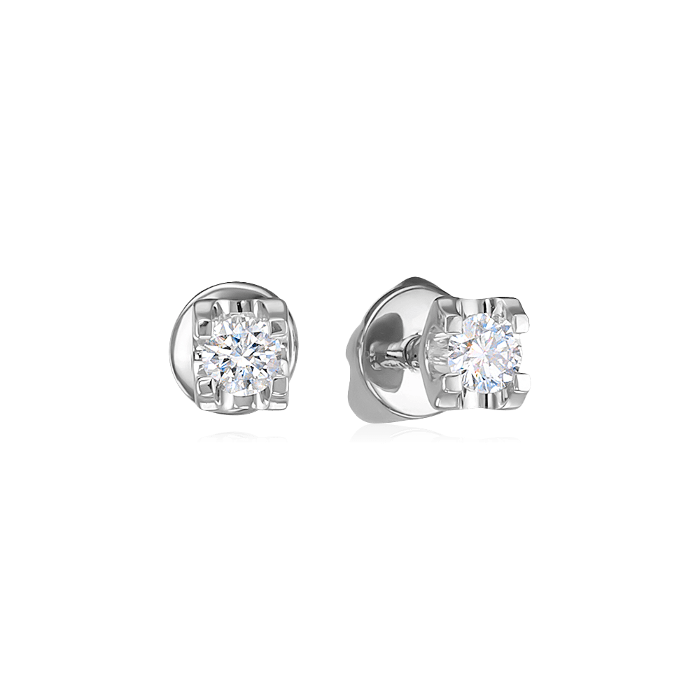 Серьги гвоздики с бриллиантами из белого золота 585 пробы (арт. 116366)