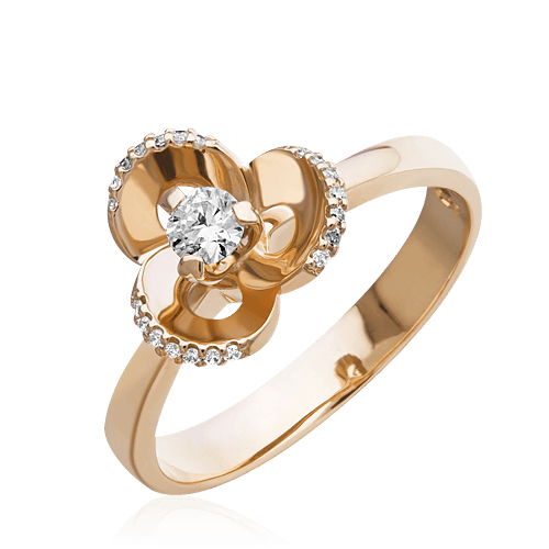 Кольцо с бриллиантами из красного золота 585, фото № 1