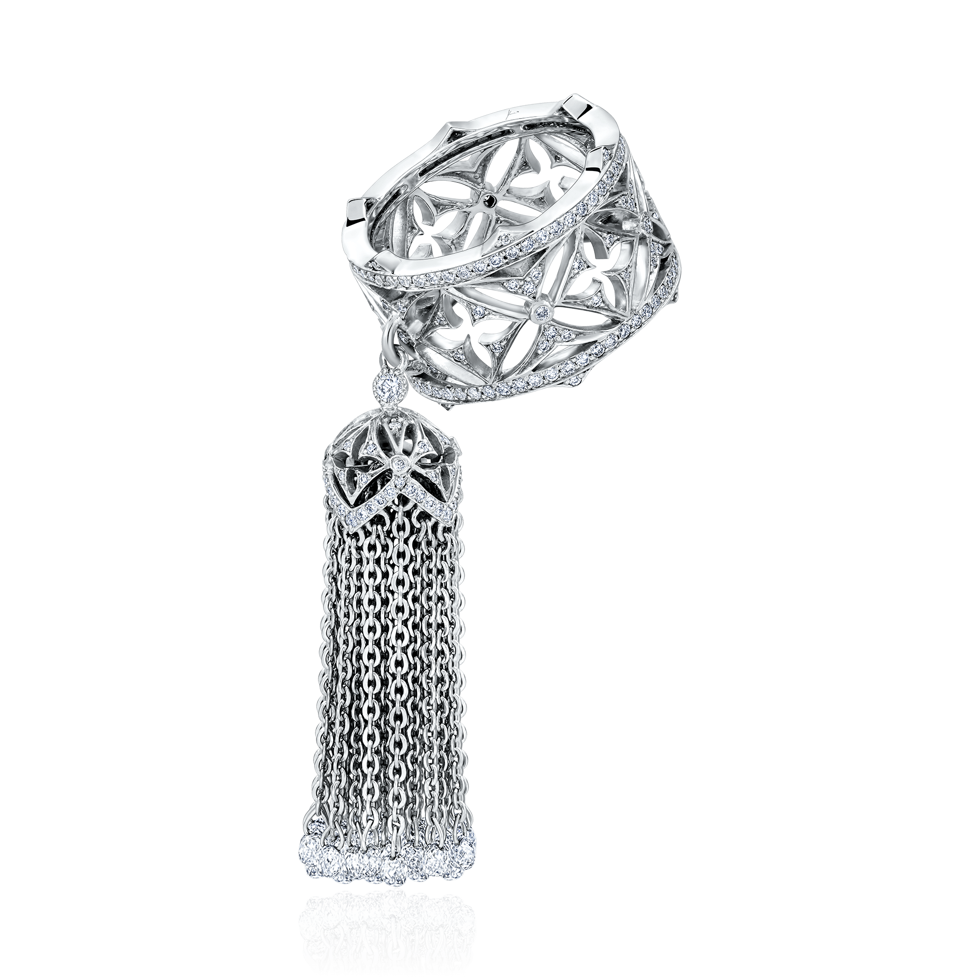 Кольцо-кисть с бриллиантами из белого золота 750 (арт. 91536)