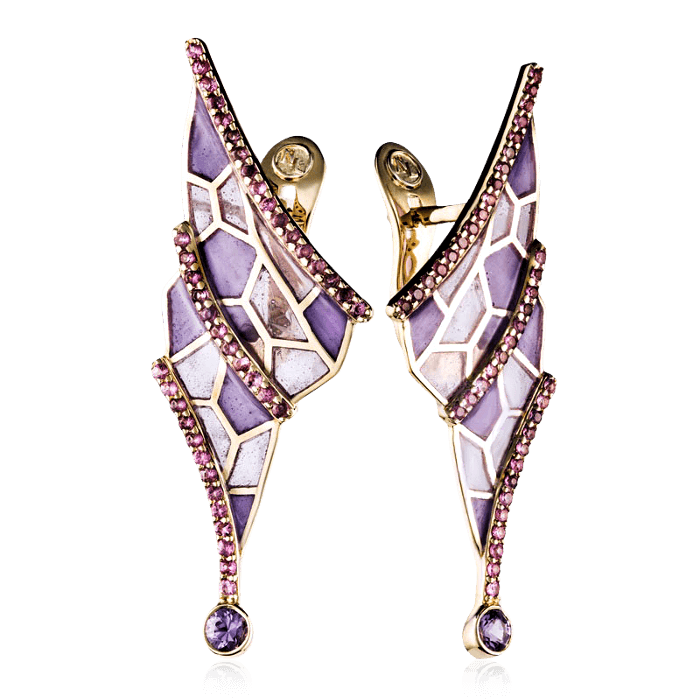 

Серьги "Libelle" с сапфиром, эмалью из желтого золота 585 пробы