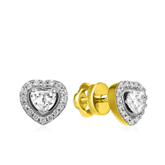 Серьги с бриллиантами из желтого золота 750 пробы (арт. 36640)