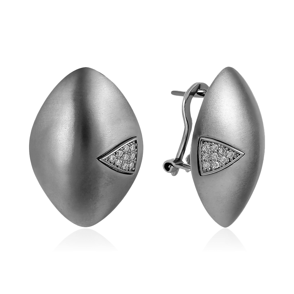 Серьги с бриллиантами из черного золота 585 пробы (арт. 87510)