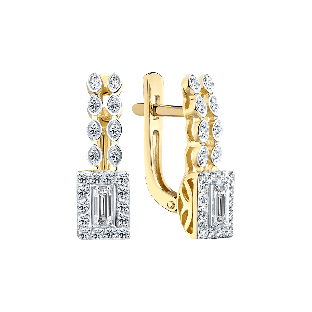 Серьги с бриллиантами из желтого золота 585 пробы (арт. 113372)