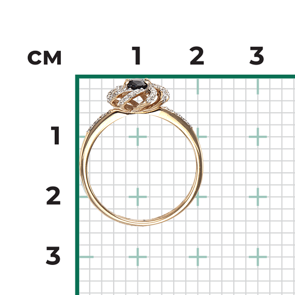 Кольцо с сапфиром, бриллиантами из красного золота 585 пробы, фото № 3