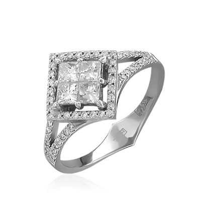 Кольцо с бриллиантами из белого золота 585 (арт. 32496)