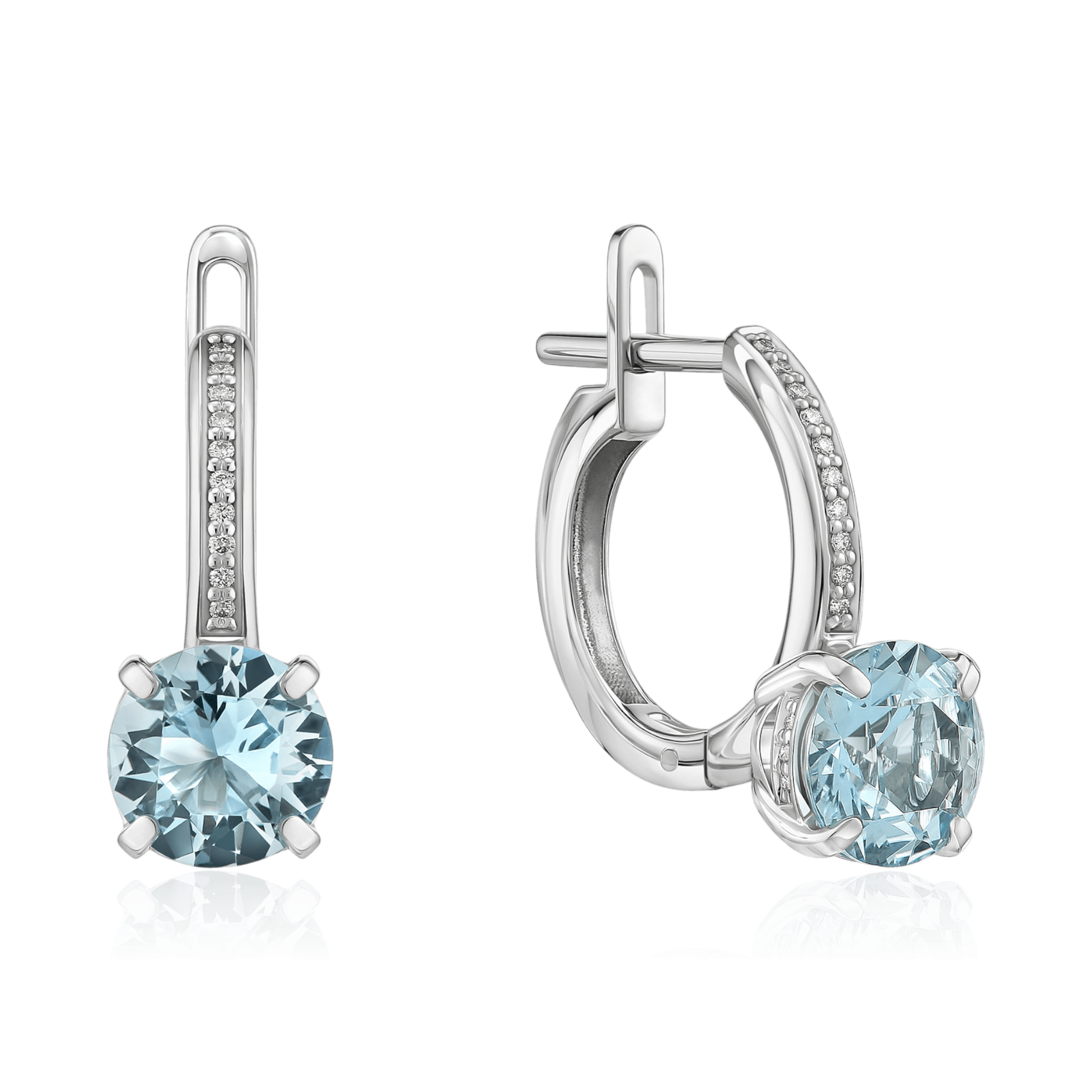 Серьги с топазом, бриллиантами из белого золота 585 пробы (арт. 131848)