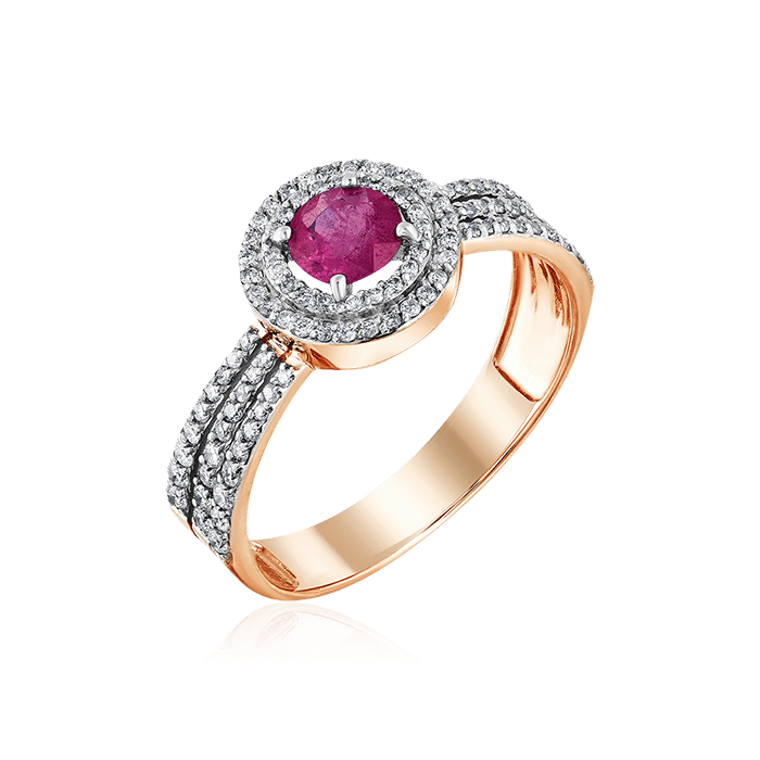 Кольцо с рубином, бриллиантами из красного золота 585 пробы (арт. 59600)