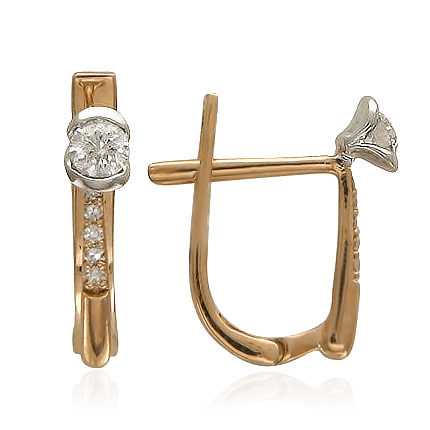 Серьги с бриллиантами из комбинированного золота 585 пробы (арт. 13159)