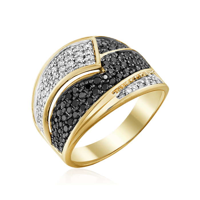 Кольцо с бриллиантами из желтого золота 585 (арт. 55424)