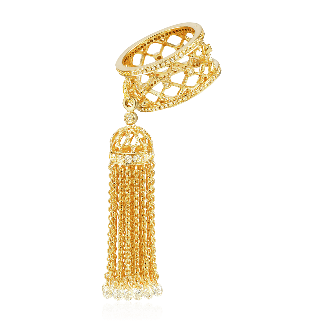 Кольцо-кисть с бриллиантами из желтого золота 750, фото № 1