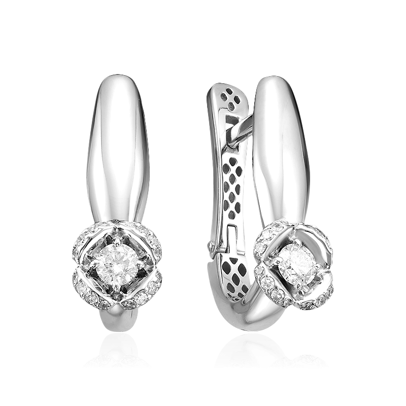 Серьги с бриллиантами из белого золота 585 пробы (арт. 118497)