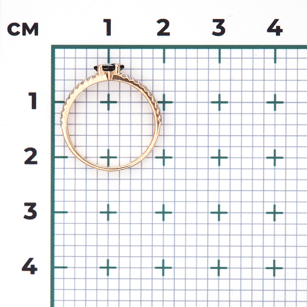 Кольцо с сапфиром, бриллиантами из красного золота 585 пробы, фото № 3