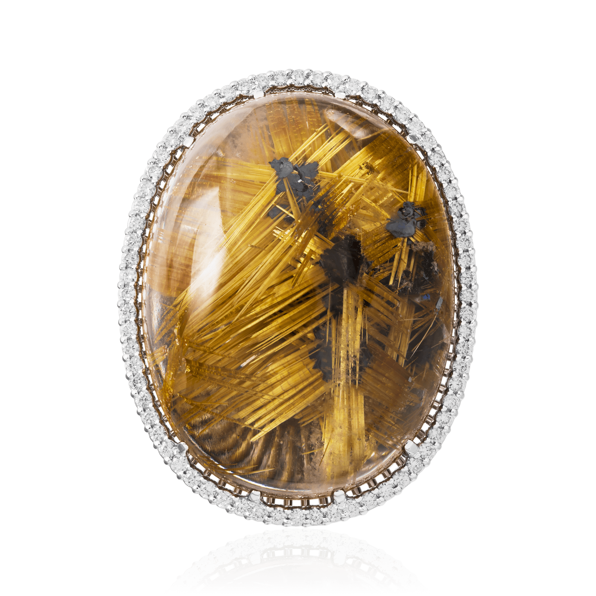 Кольцо с кварцем, бриллиантами из белого золота 585 пробы, фото № 2