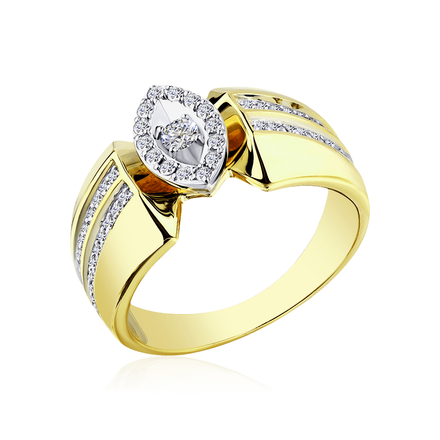 Кольцо с бриллиантами из комбинированного золота 585 пробы (арт. 98290)