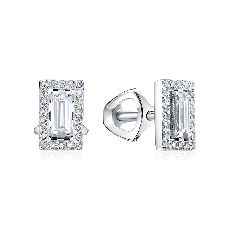 Серьги с бриллиантами из белого золота 585 пробы, фото № 1