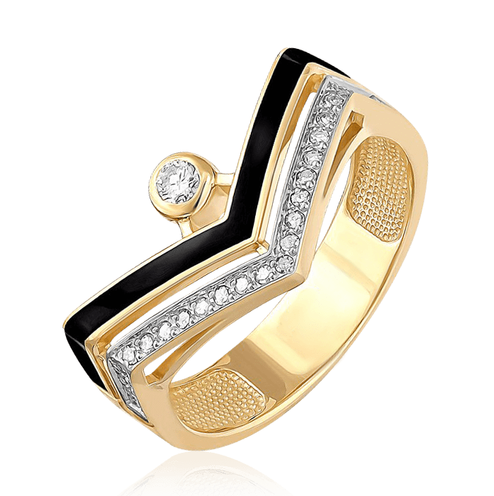 Кольцо с бриллиантами из желтого золота 585 (арт. 47709)