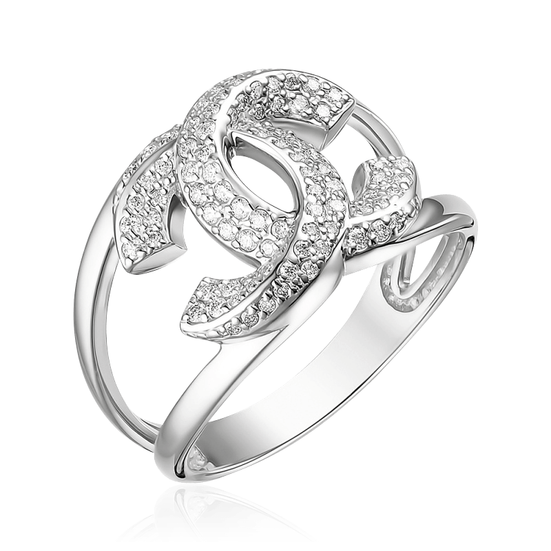 Кольцо с монограммой Chanel с бриллиантами из белого золота 585 пробы, фото № 1