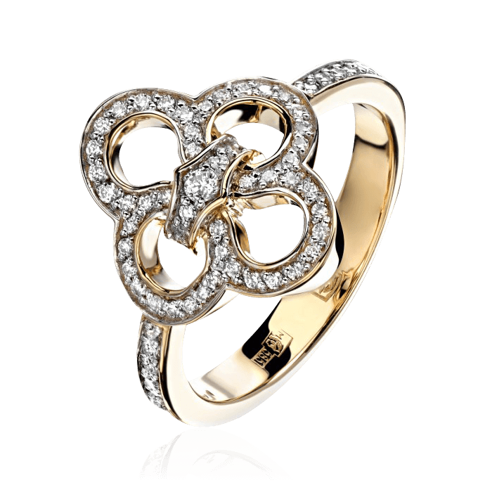 Кольцо с бриллиантами из желтого золота 585 пробы (арт. 104291)