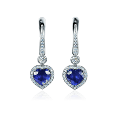 Серьги с сапфиром, бриллиантами из белого золота 750 пробы (арт. 64102)