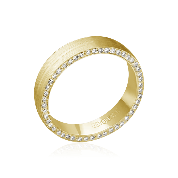 Обручальное кольцо с бриллиантами из желтого золота 585 пробы, фото № 1