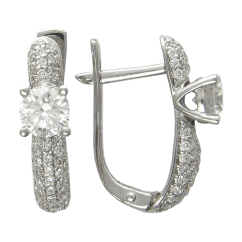 Серьги с бриллиантами из белого золота 750 пробы (арт. 12748)