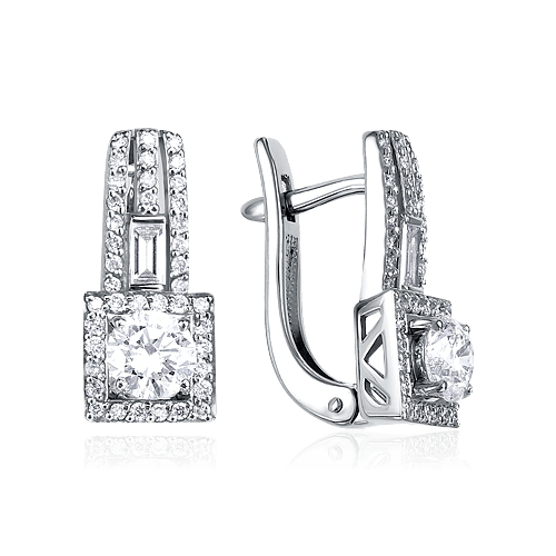 Серьги с бриллиантами из белого золота 585 пробы, фото № 1