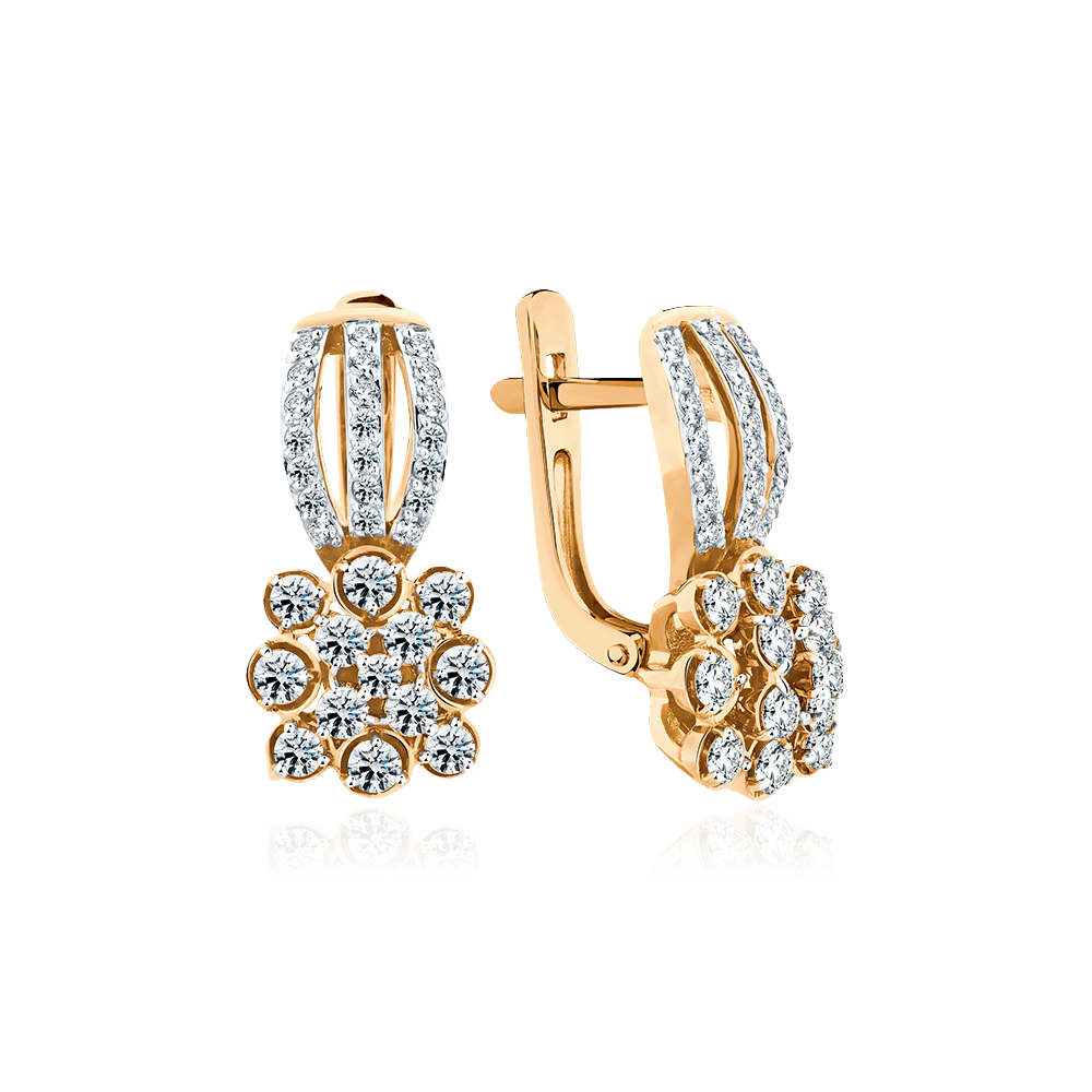 Серьги с бриллиантами из красного золота 585 пробы (арт. 112352)