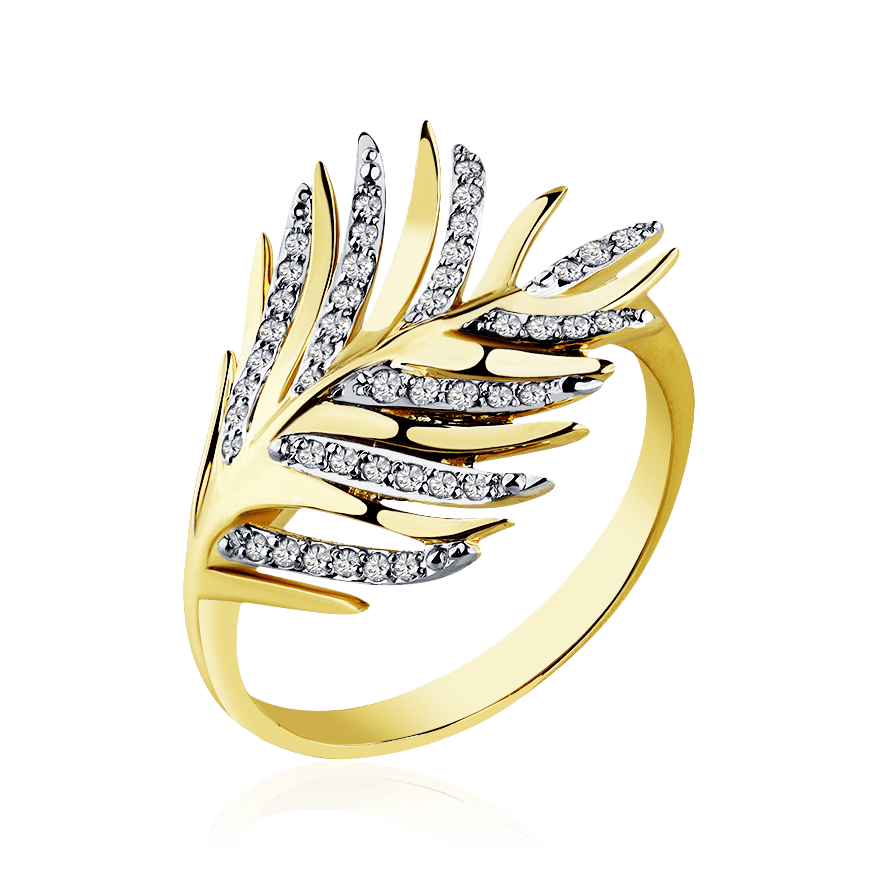 Кольцо с бриллиантами из желтого золота 585 пробы (арт. 103400)
