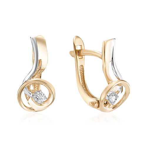 Серьги с бриллиантами из красного золота 585 пробы, фото № 1
