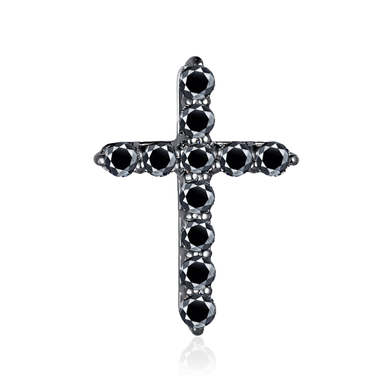 Крест с бриллиантами из черного золота 585 пробы (арт. 93487)