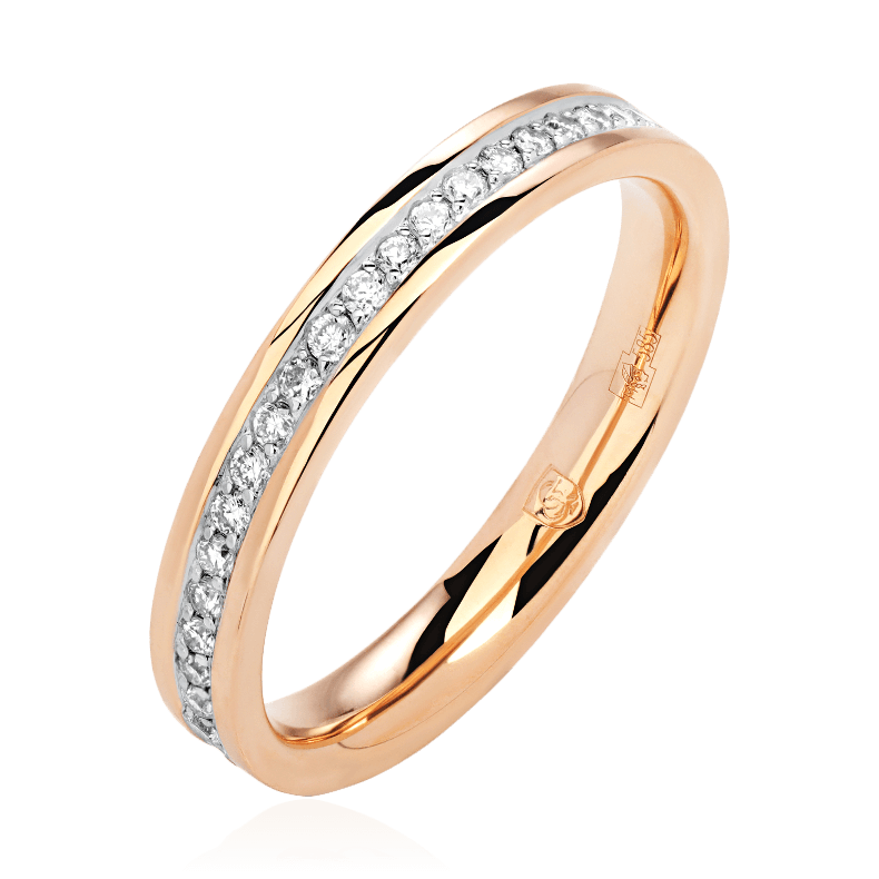 Обручальное кольцо с бриллиантами из красного золота 585 (арт. 86259)