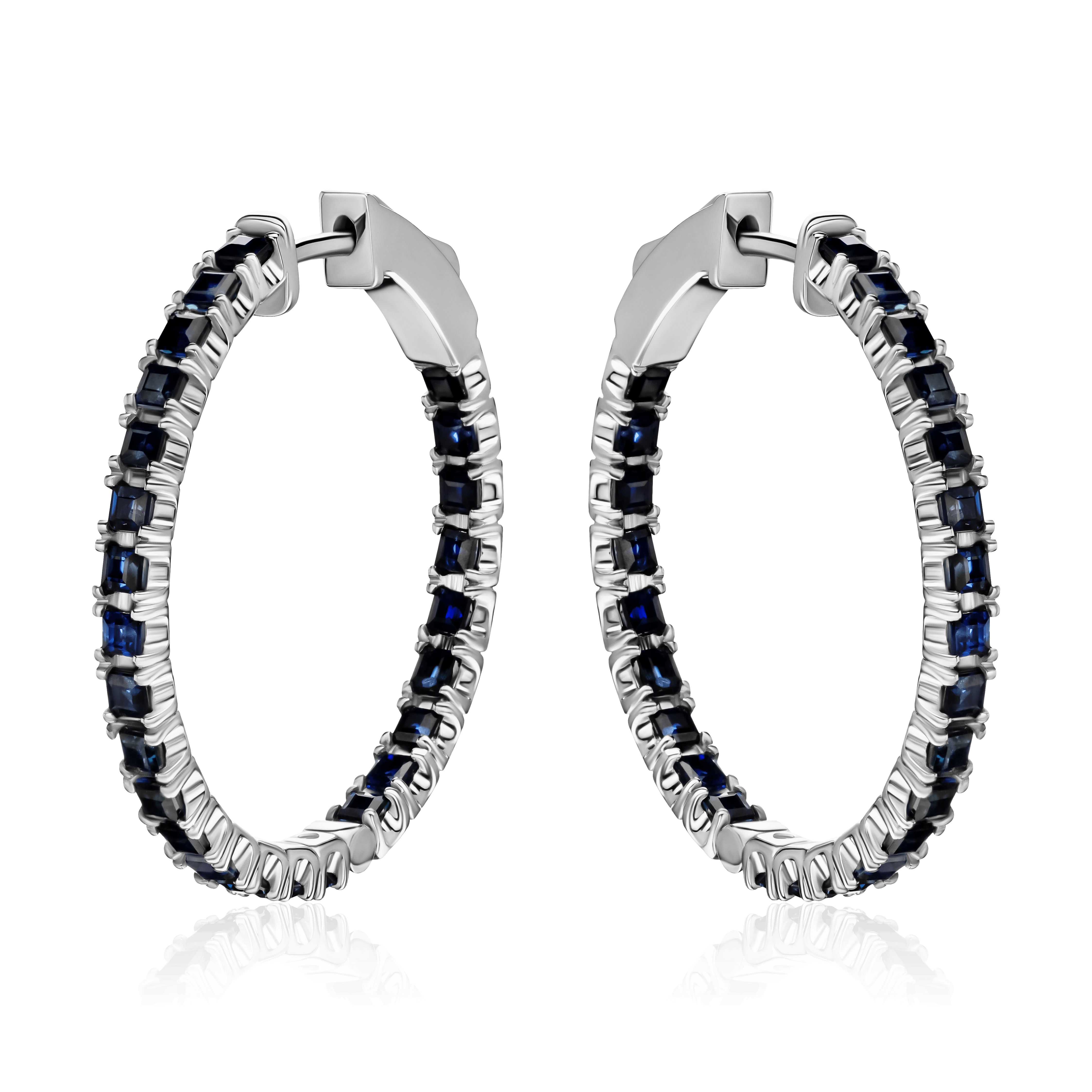 Серьги с сапфиром из белого золота 585 пробы, фото № 1