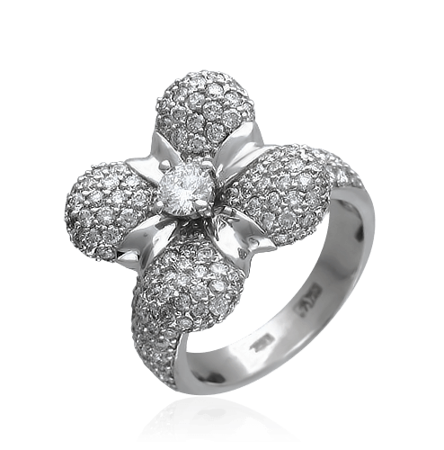 Кольцо с бриллиантами из белого золота 750, фото № 1
