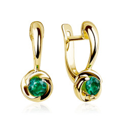 Серьги с изумрудом из желтого золота 585 пробы (арт. 44956)