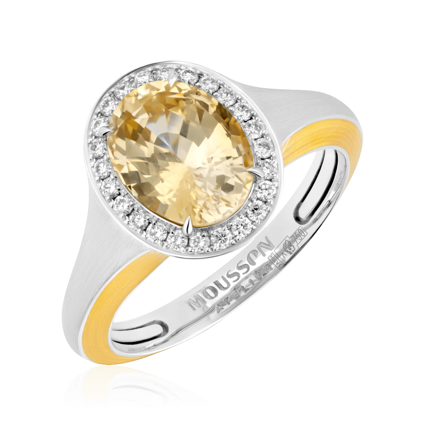 Кольцо с сапфиром, бриллиантами, эмалью из желтого золота 750 пробы (арт. 102238)