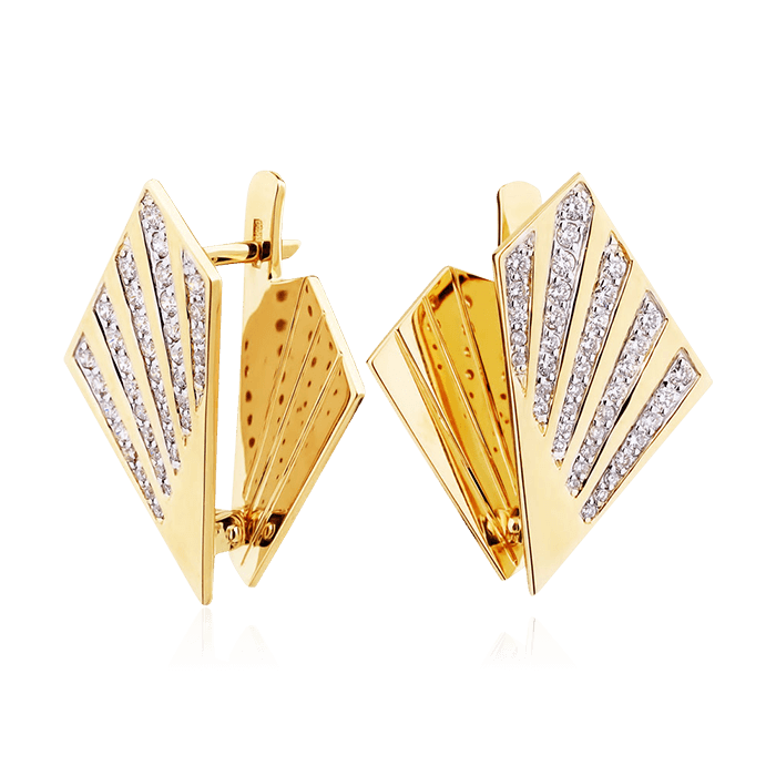 Серьги с бриллиантами из желтого золота 585 пробы (арт. 61793)