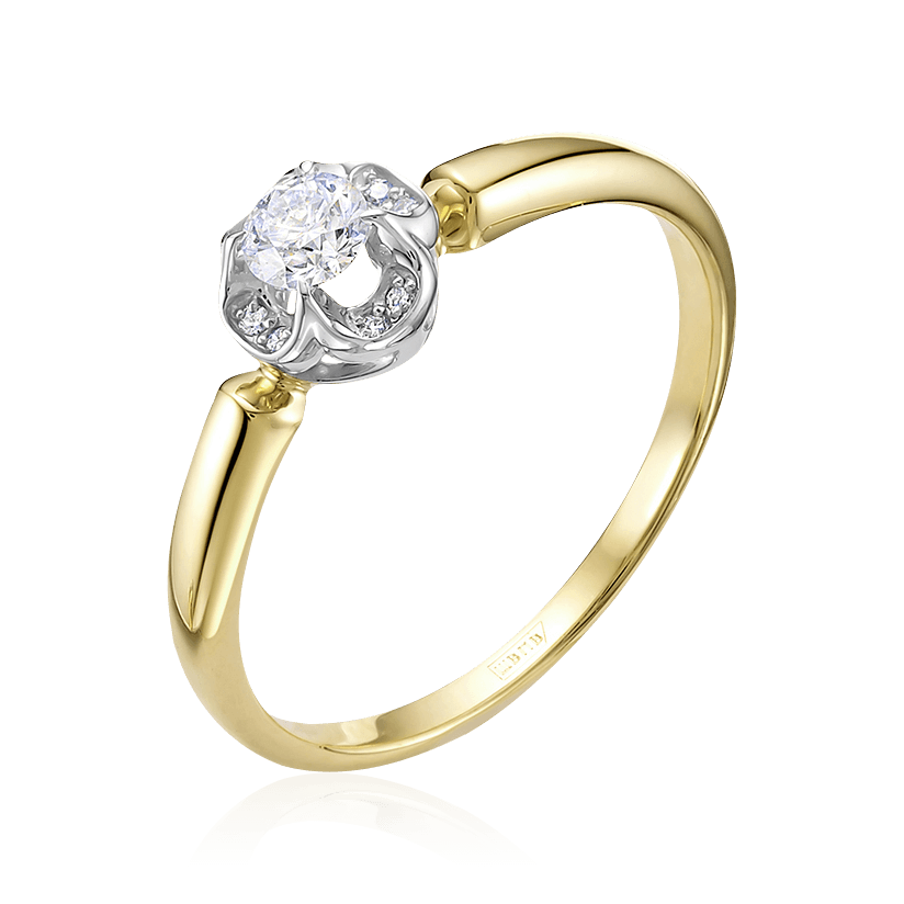 Кольцо с бриллиантами из желтого золота 585 пробы (арт. 104655)