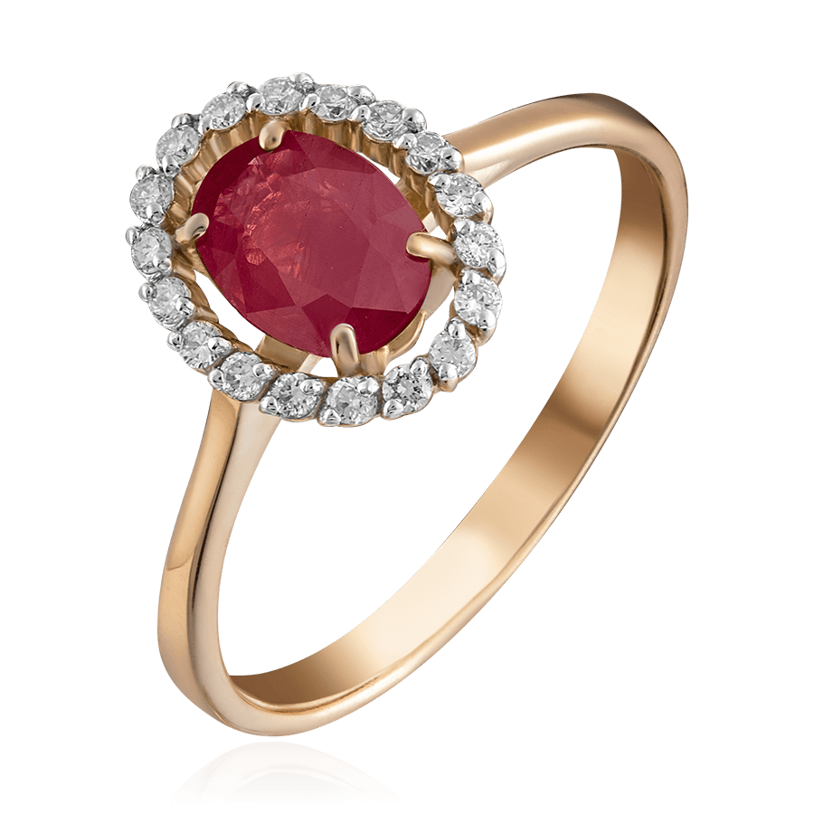 Кольцо с рубином, бриллиантами из красного золота 585 пробы (арт. 71755)