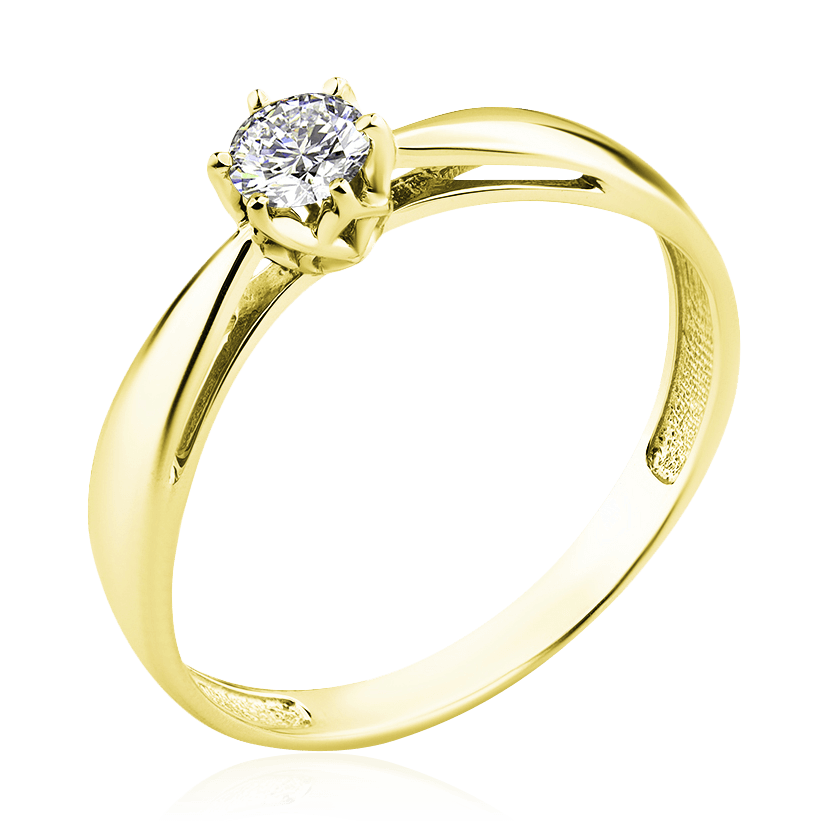 Кольцо с 1 бриллиантами из желтого золота 585 (арт. 90059)