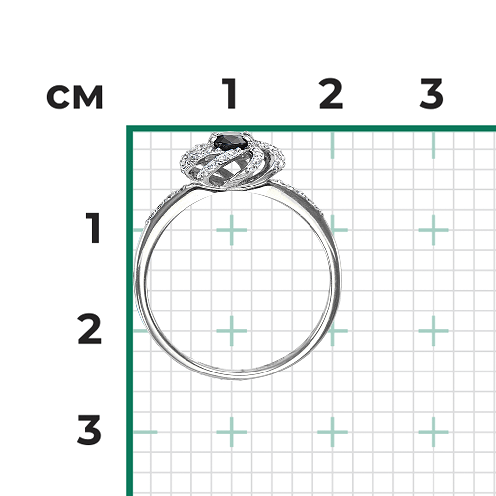 Кольцо с сапфиром, бриллиантами из белого золота 585 пробы, фото № 3