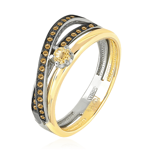 Кольцо с бриллиантами из желтого золота 585 (арт. 82220)