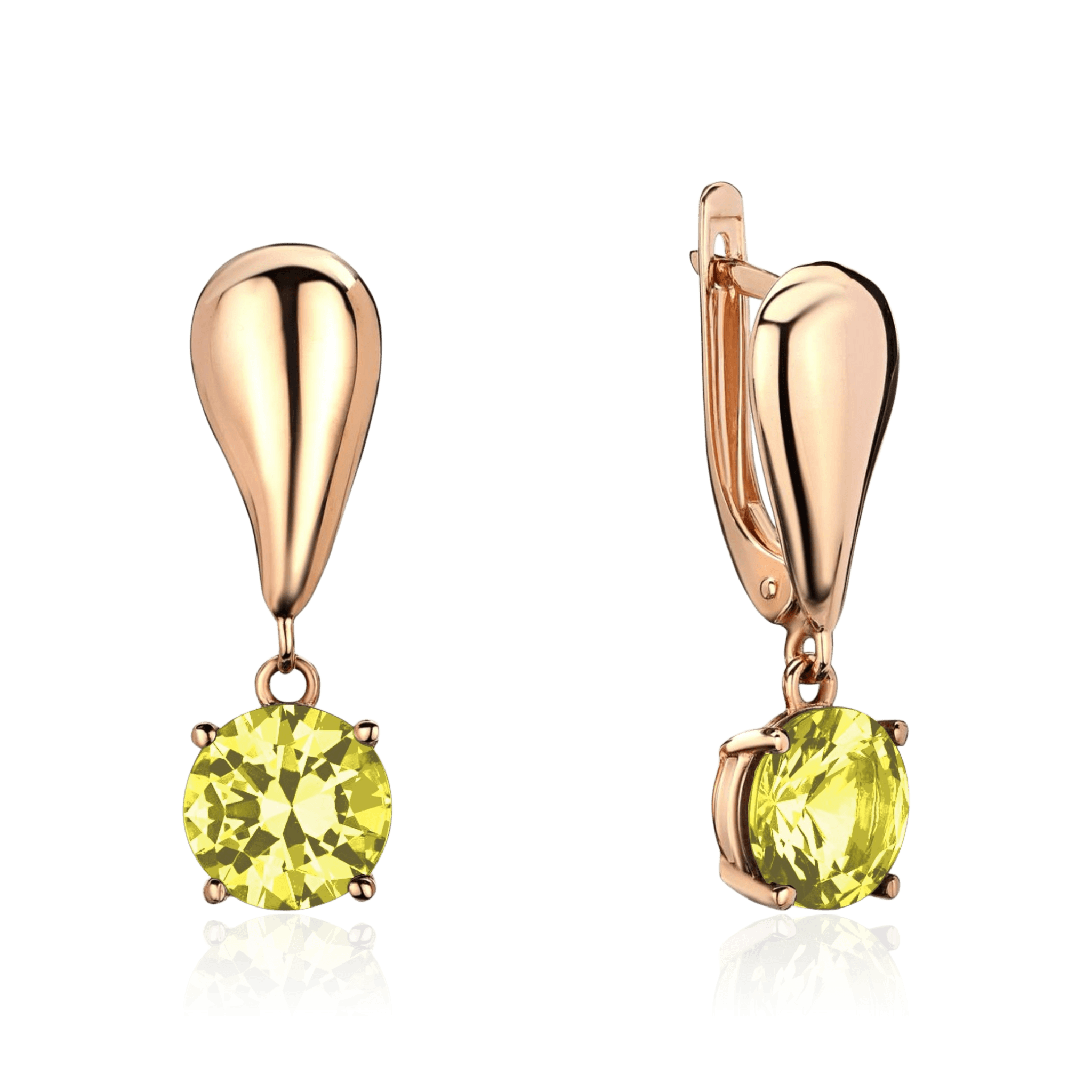 Серьги с цитрином из красного золота 585 пробы (арт. 128978)