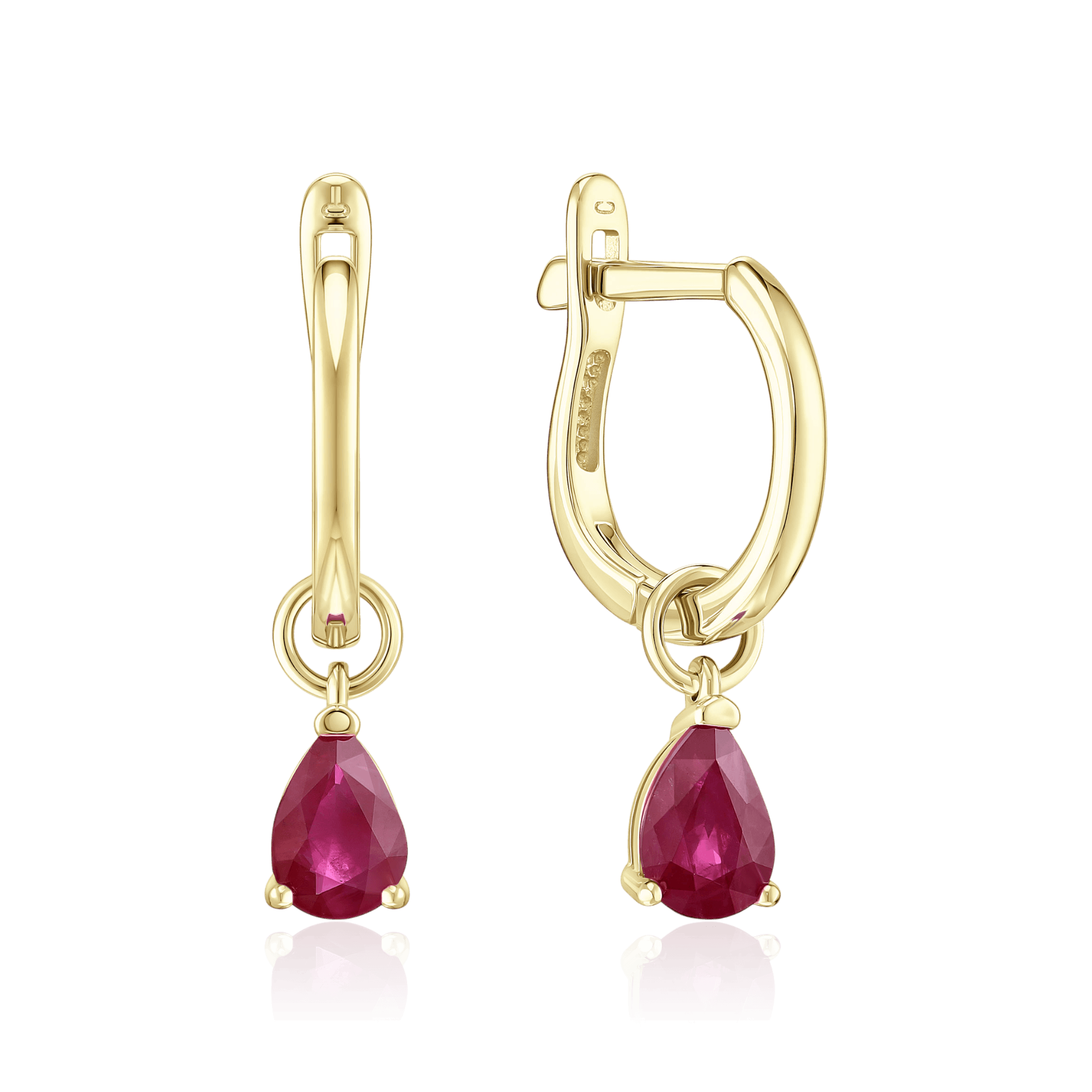 Серьги с рубином из желтого золота 585 пробы (арт. 130980)